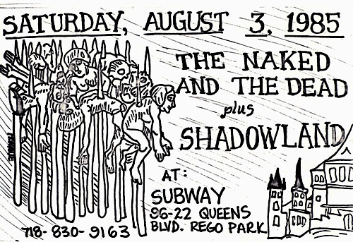deathrockdotcom's tweet photo. Today in 1985: The Naked and the Dead with Shadowland @ Subway, in Queens New York 
#nakedandthedead #gothicrock #deathrock #vintagegothflyers https://t.co/4S4rdUFz7o