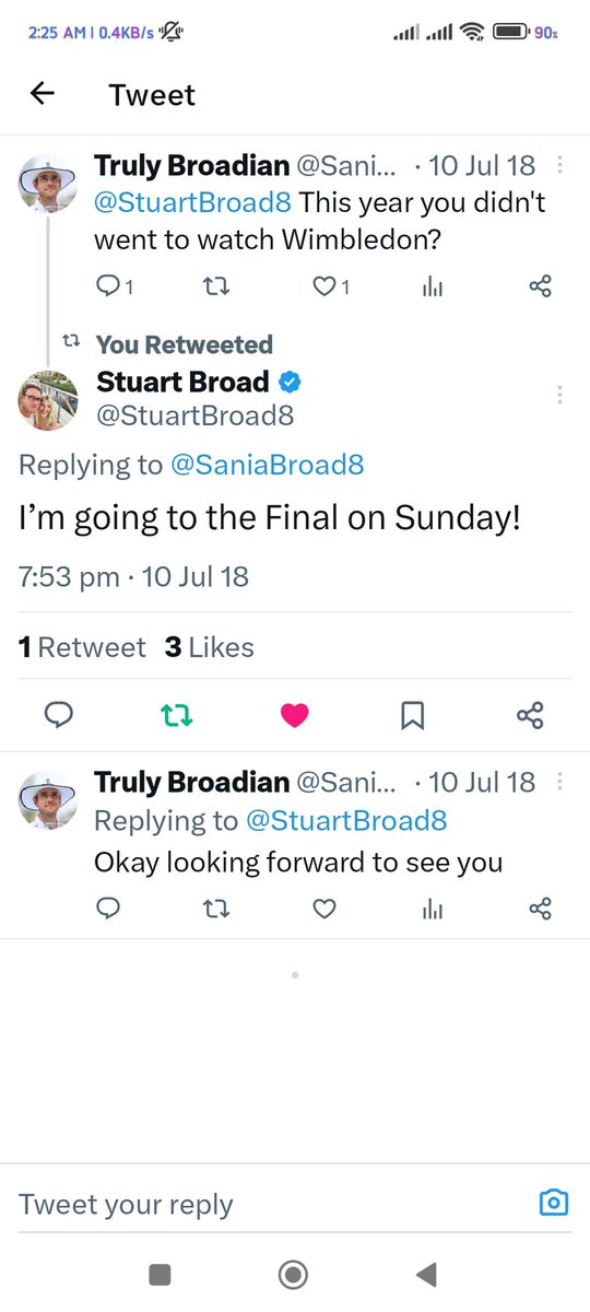 SaniaBroad8's tweet photo. I miss those golden days when you notice me and reply me...@StuartBroad8 https://t.co/ocY5hNy099