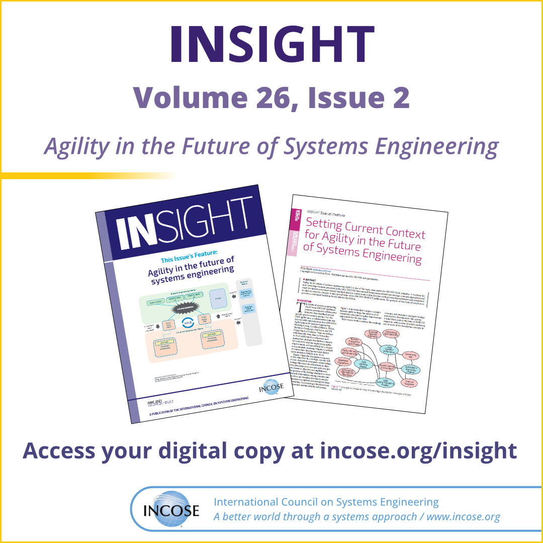 incose_org's tweet image. Rick Dove leads off the June 2023 INSIGHT by “Setting the Current Context for Agility in the Future of Systems Engineering.” Access your digital copy at bit.ly/43COK0k 

#INCOSE #SystemsEngineering #EngineeringMagazine