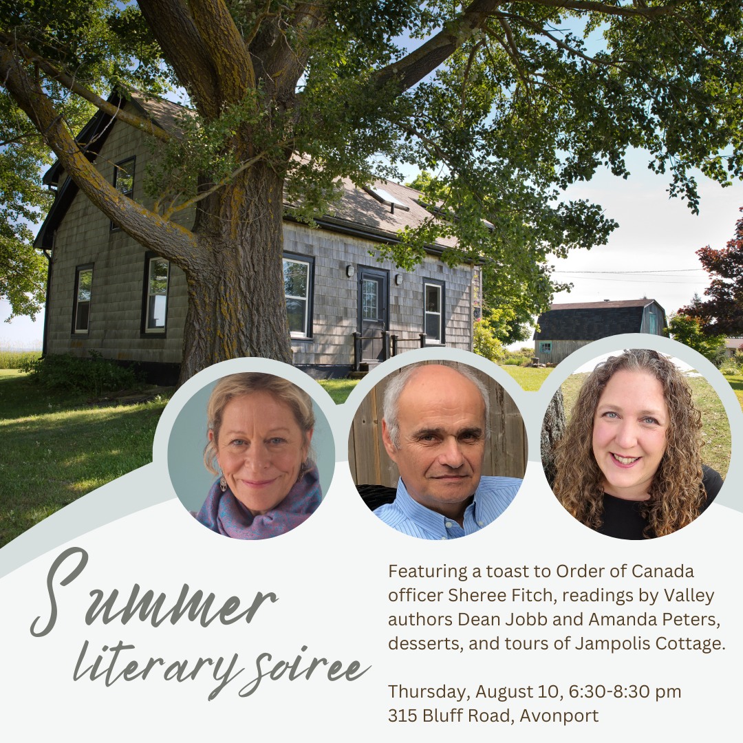 Join us in Avonport #NovaScotia on Aug 10 at 6:30pm to honour Sheree Fitch. There will be readings and #book signings and a chance to check out the @WritersFedofNS's new cottage for writers' retreats on the shore of the Bay of Fundy. #writing #WritingCommunity @kings_mfa