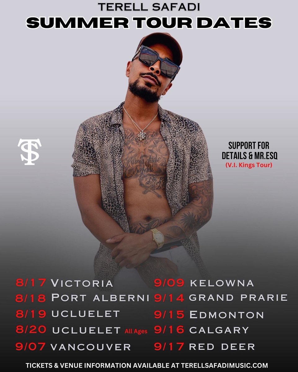 Summer dates, bring tequila and champagne 

terellsafadimusic.com/shows