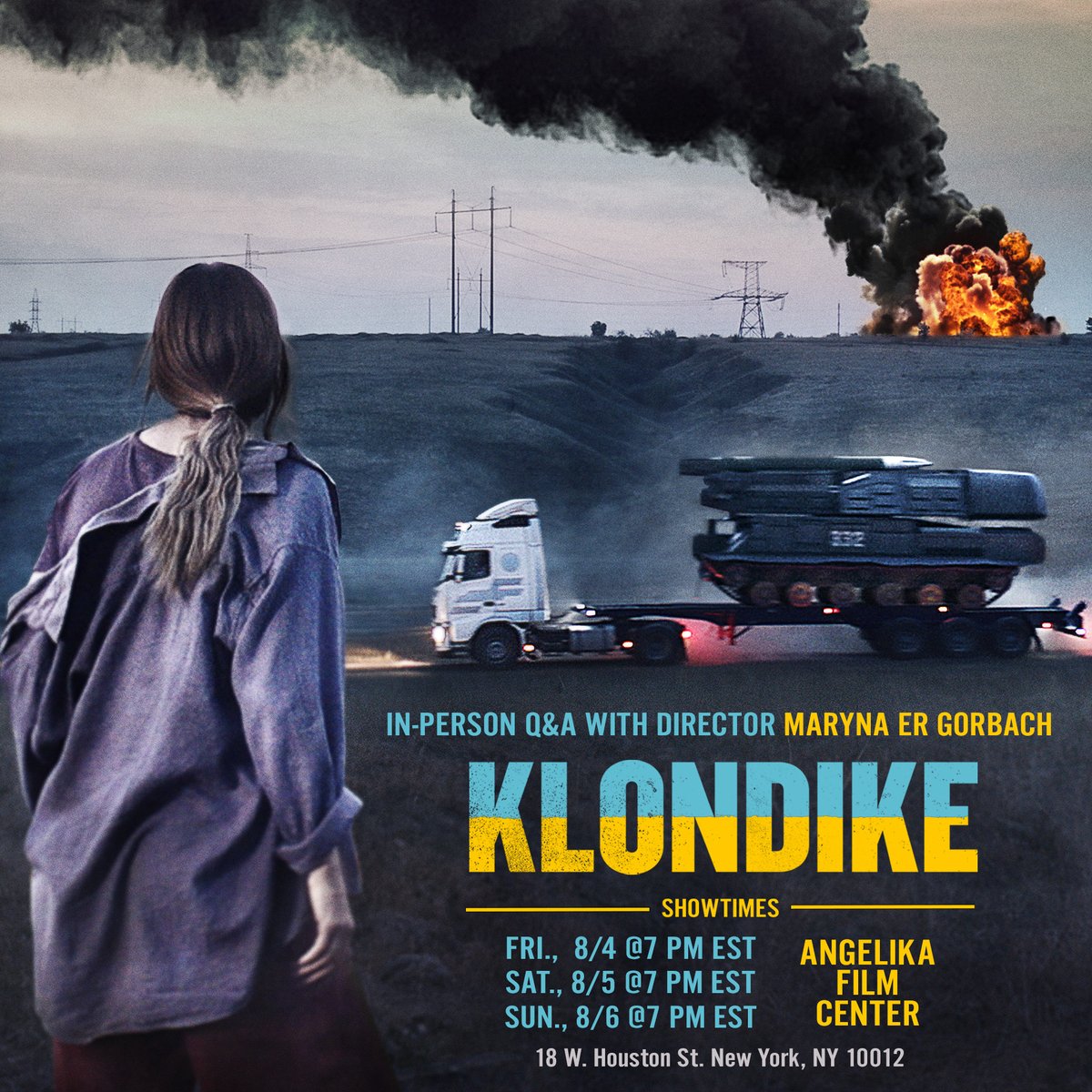 KLONDIKE | Q&amp;A with director Maryna Er Gorbach 7 pm EST on 8/4, 8/5, and 8/6 at Angelika Film Center!
18 W. Houston St.
New York, NY 10012

Link in bio!