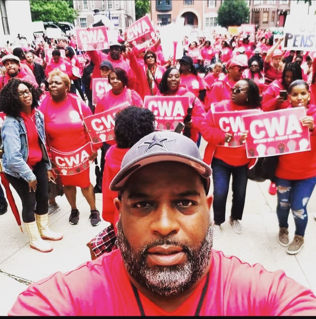 eoma_eosd's tweet photo. Our EOMA President, Mark Richards, addressing the members of the CWA Union, showing union support!! 💪🏾 #njea #nea #eoma #ecea https://t.co/Kjs80QJoEL