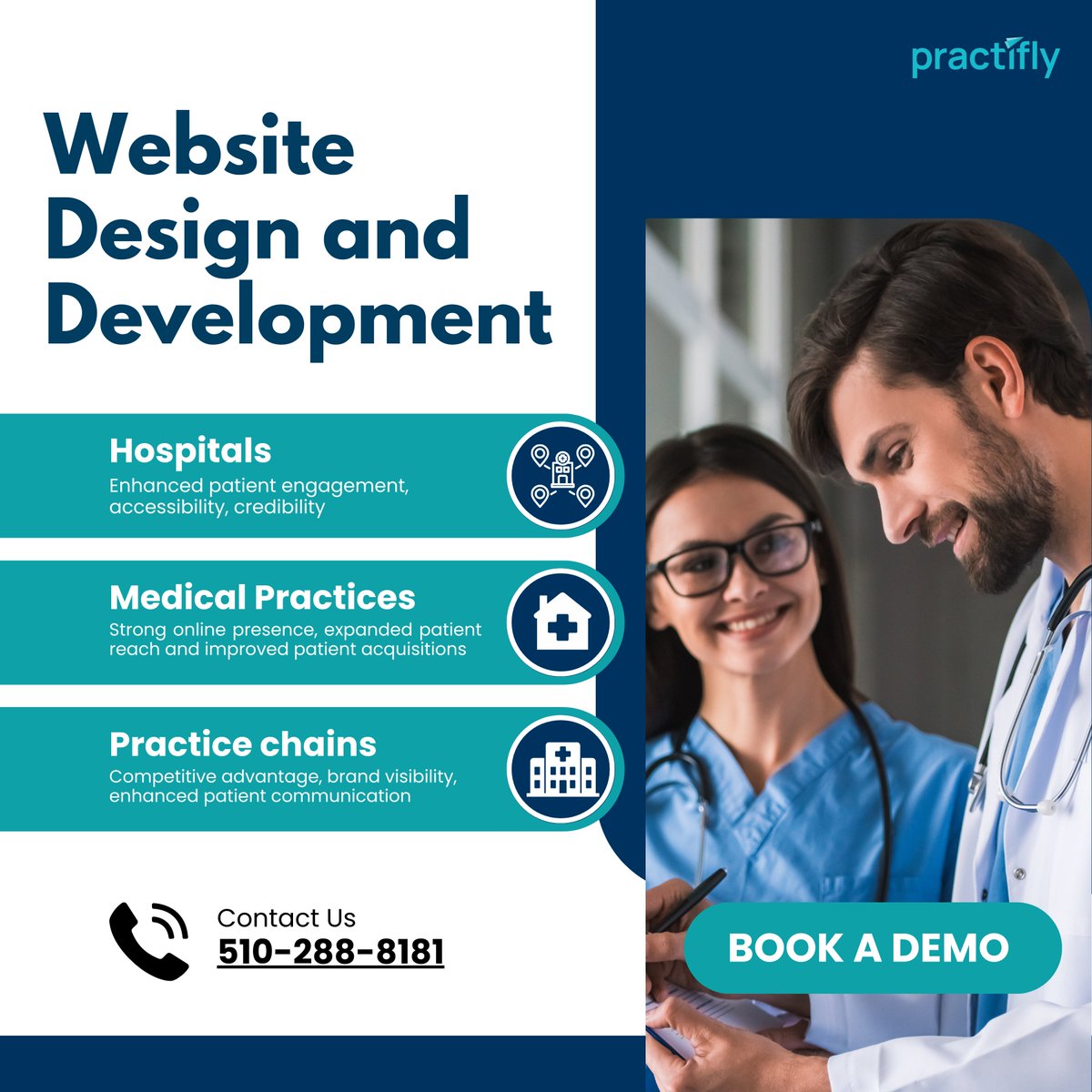 practifly's tweet image. #Practifly, enables care providers to stand out from the crowd with extensive design options. We find the ideal balance between color schemes, layouts, and fonts to create a visually appealing online presence that aligns with your brand identity. #medicalwebsite #websitedesign