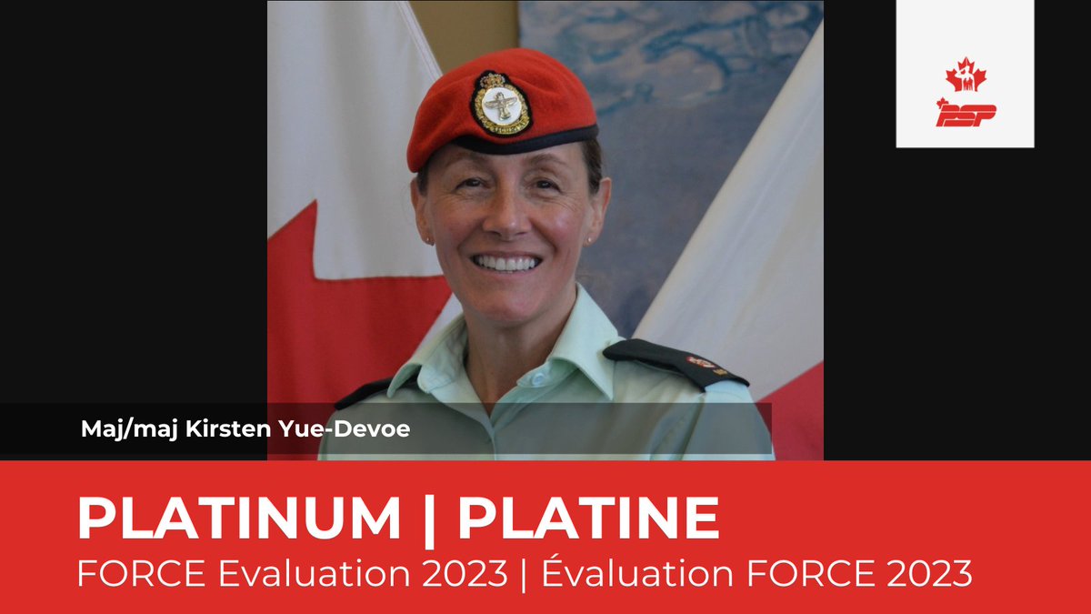 PSPOttawa's tweet photo. 👏👏👏 Congratulations to Maj Kirsten Yue Devoe for reaching the Platinum incentive level in her #FORCEevaluation 2023. 🥇 Félicitations à la maj Kirsten Yue Devoe pour avoir atteint le niveau d'encouragement Platine lors de son #évaluationFORCE 2023. Bravo Zulu ! #CanMilTwitter https://t.co/JzCmRsWfjN