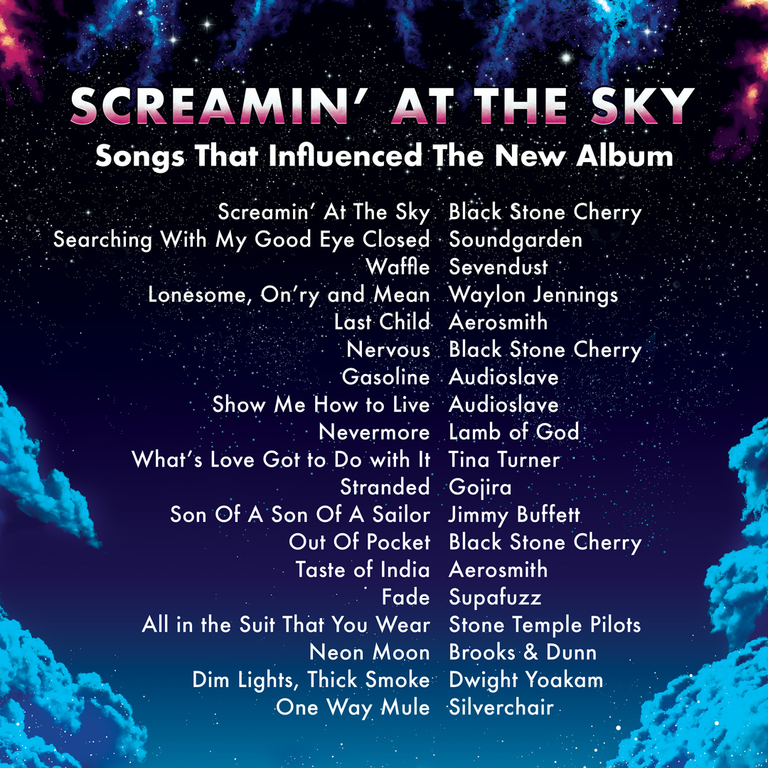 BlkStoneCherry's tweet image. Check it out y’all! We’ve updated our “‘Screamin' at the Sky’ - Songs That Influenced The New Album" playlist on Spotify. Go give it a listen. 🤘

open.spotify.com/playlist/4GOcd…