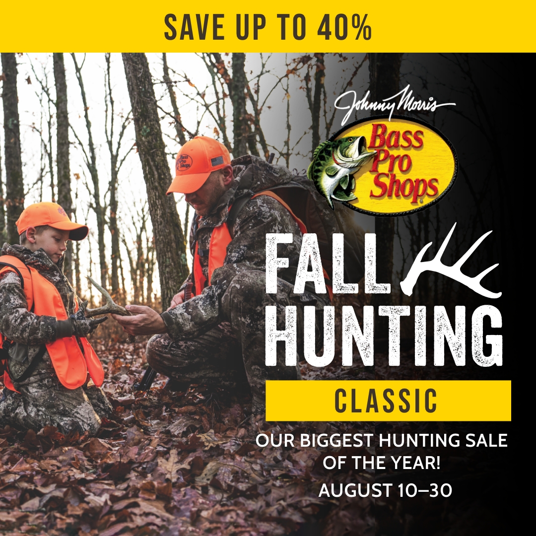 BassProPyramid's tweet photo. The wait is over! π Fall Hunting Classic is back! Join us August 10 - 30 for exclusive deals on hunting gear, expert advice from professionals, and more. #fallhuntingclassic #huntingseason https://t.co/3xTyny9rZj