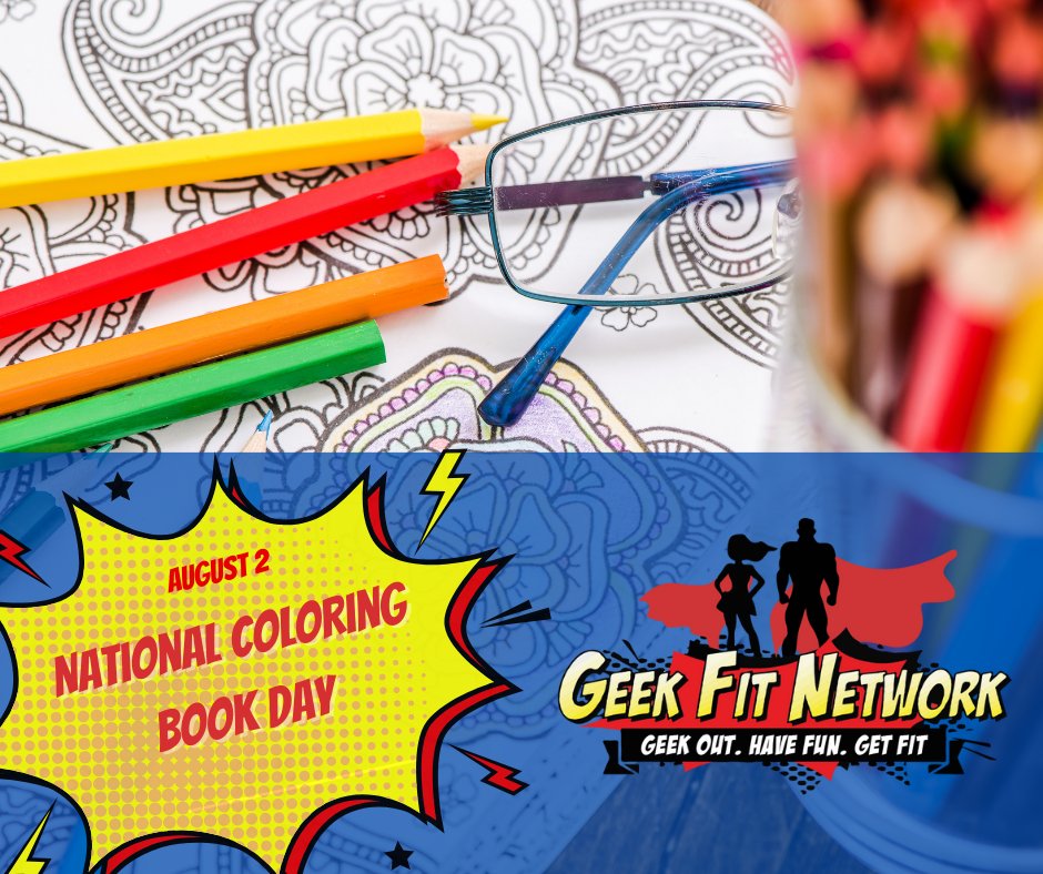geekfitnetwork's tweet image. Hey Geek Fit family! 🖍️ Today is National Coloring Book Day! Did you know that coloring isn&apos;t just for kids? It&apos;s a wonderful stress-relieving activity that can help boost mental wellness, improve focus and stimulate creativity.  🎨💪 #NationalColoringBookDay #GeekFit