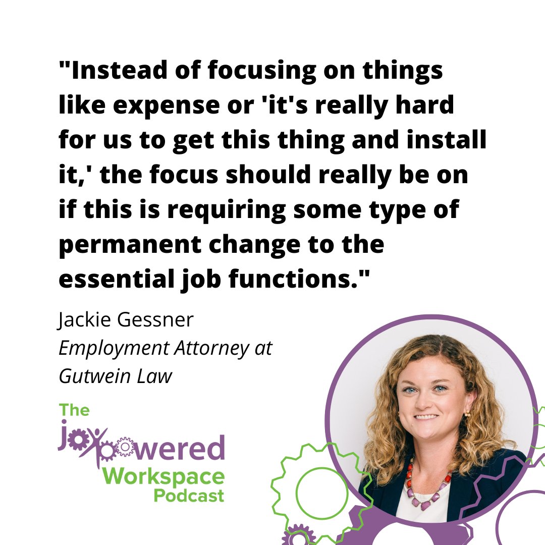 What's important to know about the Americans with Disabilities Act?

Hear the insights shared by Jackie Gessner in episode 174 of our podcast!

The JoyPowered® Workspace Podcast can be found wherever you listen to podcasts. loom.ly/NgfdtQQ

#JoyPowered #Podcasts #HR