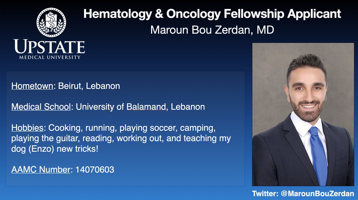 SUNY Upstate IM Residency (@upstateim_res) on Twitter photo At <a href="/SUNY/">SUNY - The State University of New York</a> Upstate Medical University, the Internal Medicine Program is proud of our fellowship applicants #ERAS #Match2024 Get to know those applying with our profile feature of residents #Medtwitter #MedX
#HemOncTwitter #HemOnc <a href="/MarounBouZerdan/">Maroun Bou Zerdan, MD</a> At <a href="/SUNY/">SUNY - The State University of New York</a> Upstate Medical University, the Internal Medicine Program is proud of our fellowship applicants #ERAS #Match2024 Get to know those applying with our profile feature of residents #Medtwitter #MedX
#HemOncTwitter #HemOnc <a href="/MarounBouZerdan/">Maroun Bou Zerdan, MD</a>