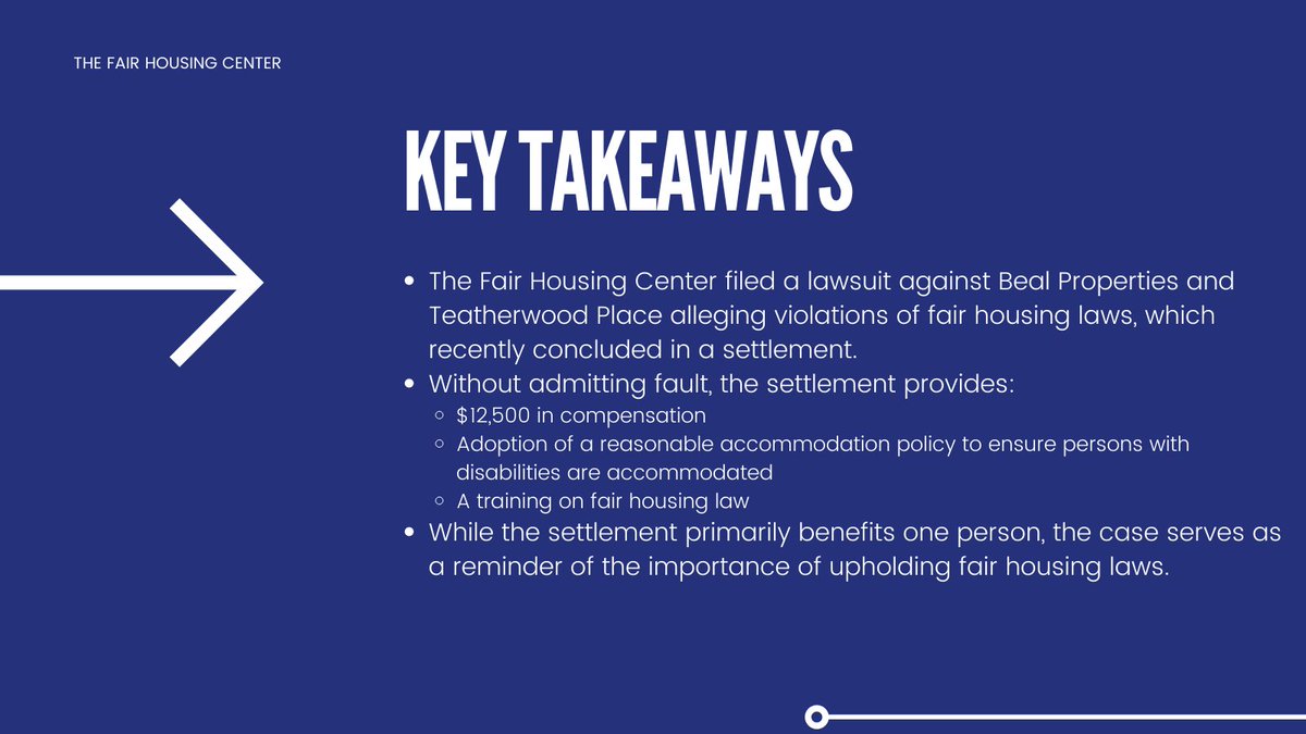ToledoFHC's tweet photo. Great news! The Fair Housing Center and Nalls Davis recently settled a lawsuit that alleged two local housing providers violated fair housing laws. Here are the key takeaways and details of the case. https://t.co/5MtP4o6zwi
