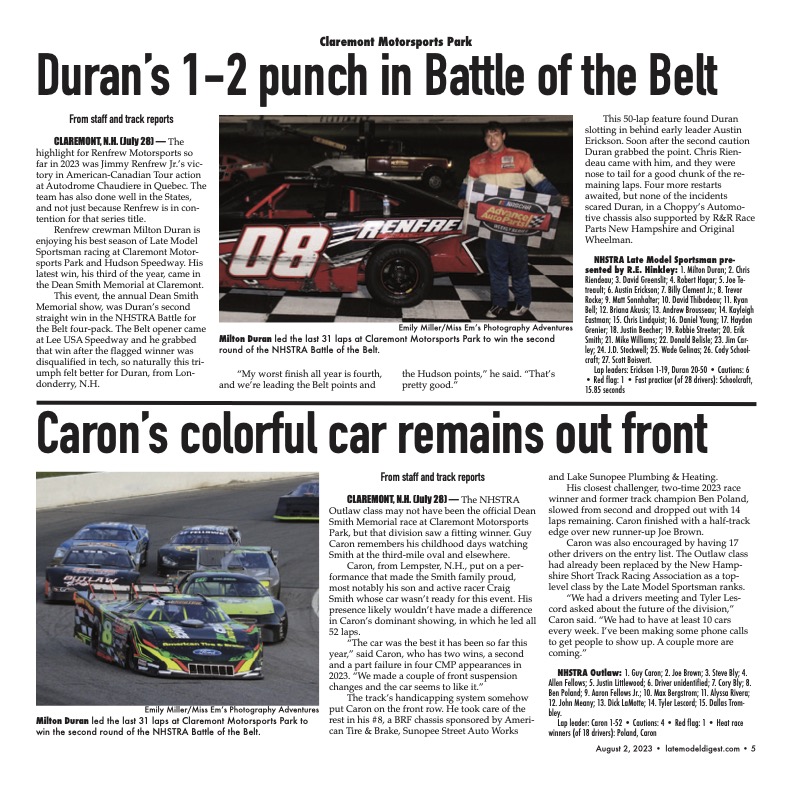JimCarsonLMD's tweet image. Pages 5-8 of today's #LateModelDigest Wednesday Winners - @RaceCMP @raceidaho @PlymouthMSpeed
