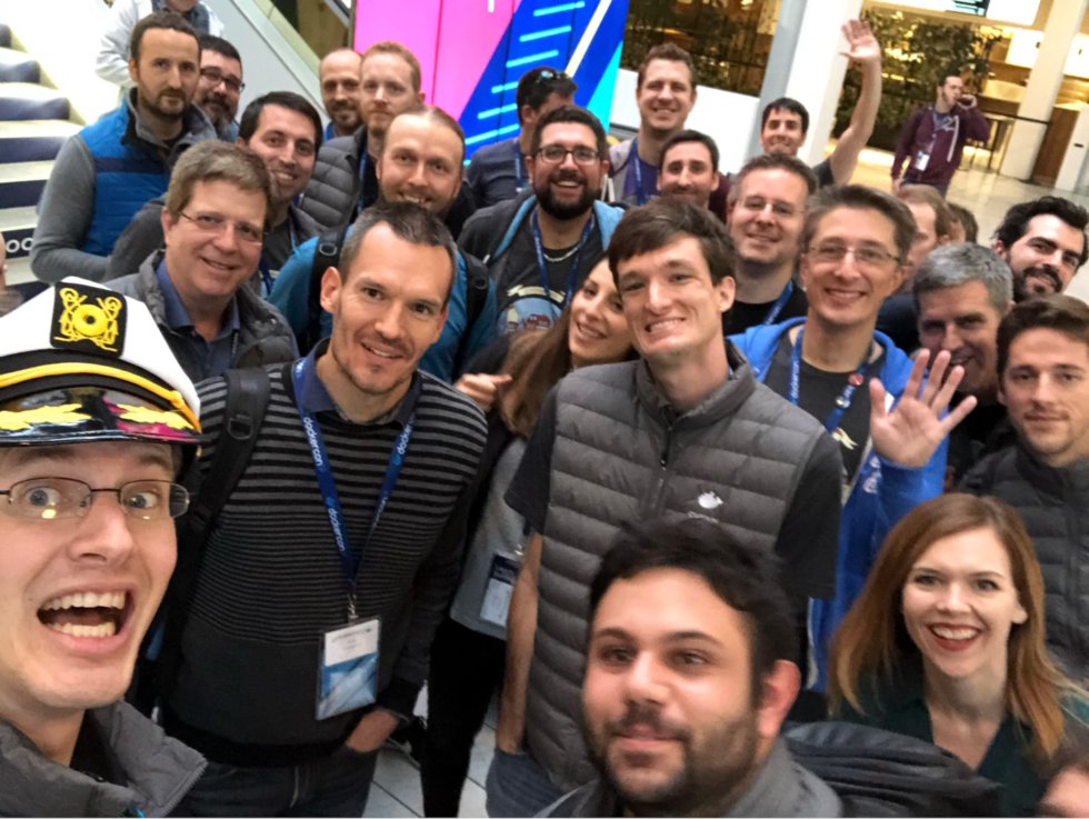 Docker's tweet photo. Reasons to get excited for #DockerCon # 1119: Reconnecting with and making new friends

It's the best part of any conference. Building new friendships, mentorships, and professional relationships.

Here's what that's exciting to us: https://t.co/EnGlgRpFFD https://t.co/zqLFkyzWC4