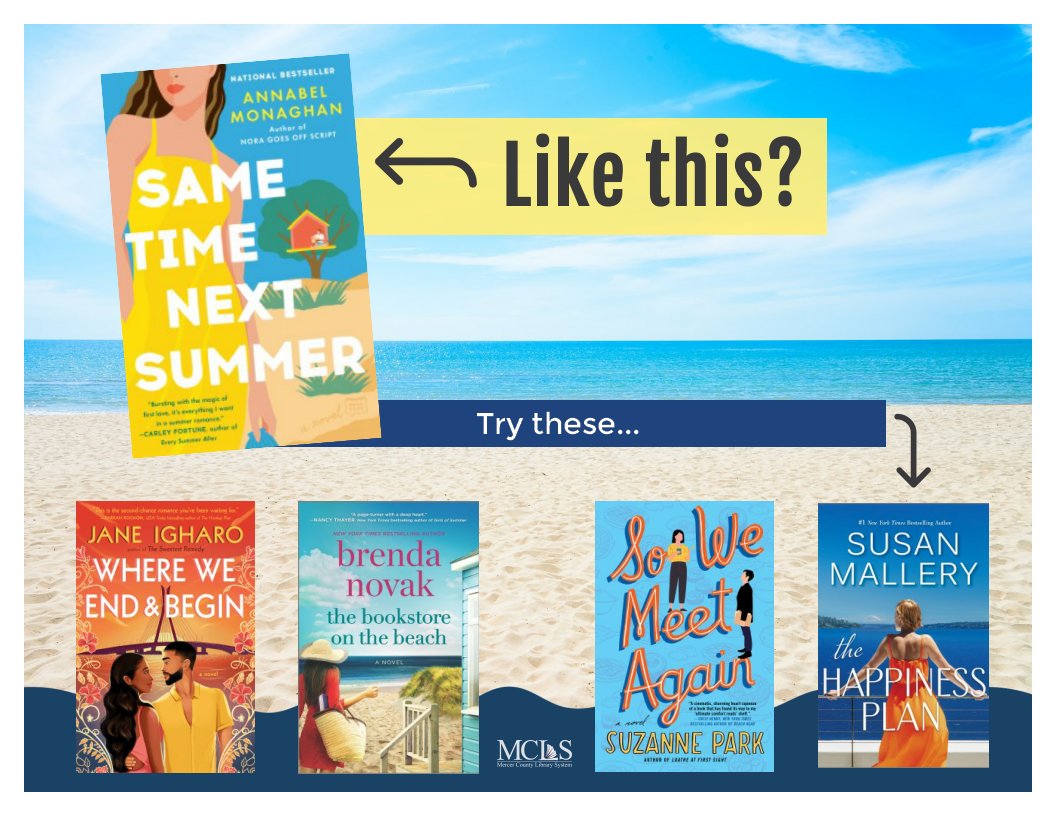 mclsnj's tweet photo. Did you like #AnnabelMonaghan's #SameTimeNextSummer? Then try these other heartwarming #contemporaryromances!

Find them in our collection.

#romance #readaromancemonth #books #readalikes #toread #fiction #romancebooks #njlibraries https://t.co/JYFysaG6Bf
