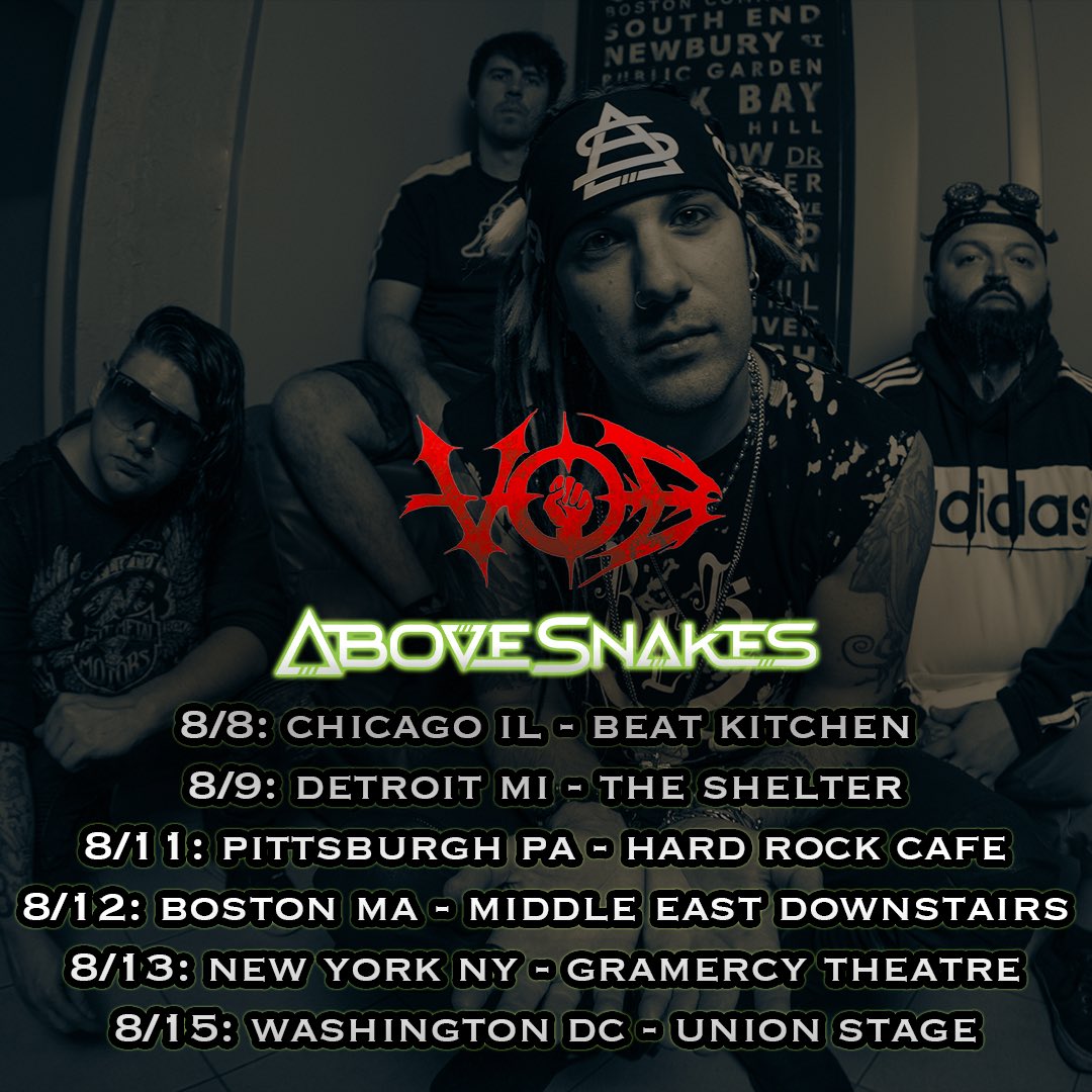 Tour starts next week with <a href="/baceprotvoices/">Voice Of Baceprot (VOB)</a> !! 
🤘🔥

8/8: <a href="/beatkitchenbar/">Beat Kitchen</a> 
8/9: <a href="/StAndrewsHall/">Saint Andrew's Hall / The Shelter</a> 
8/11: <a href="/HardRock/">Hard Rock Cafe</a> Pittsburgh 
8/12: <a href="/MidEastClub/">Middle East Restaurant & Nightclub</a> 
8/13: <a href="/GramercyTheatre/">Gramercy Theatre</a> 
8/15: <a href="/unionstage/">Union Stage Presents</a> 

TICKETS:
abovesnakesmusic.com/tour 

#voiceofbaceprot #abovesnakes #numetal #tour #hardrock
