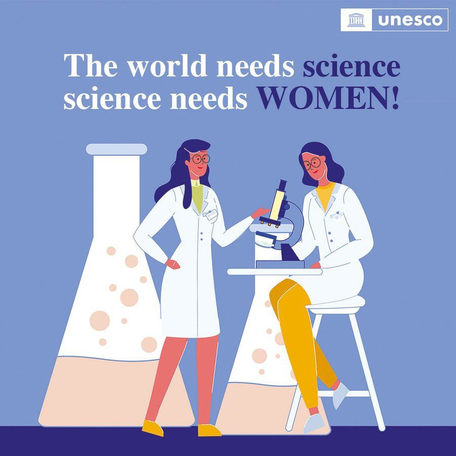 UN's tweet photo. The world needs science, and science needs women. 👩‍🔬🧪

@unesco explains the importance of equal access to education in science, technology, engineering &amp; mathematics (STEM): https://t.co/nRkpTKbn5h https://t.co/izkFWn7ivM