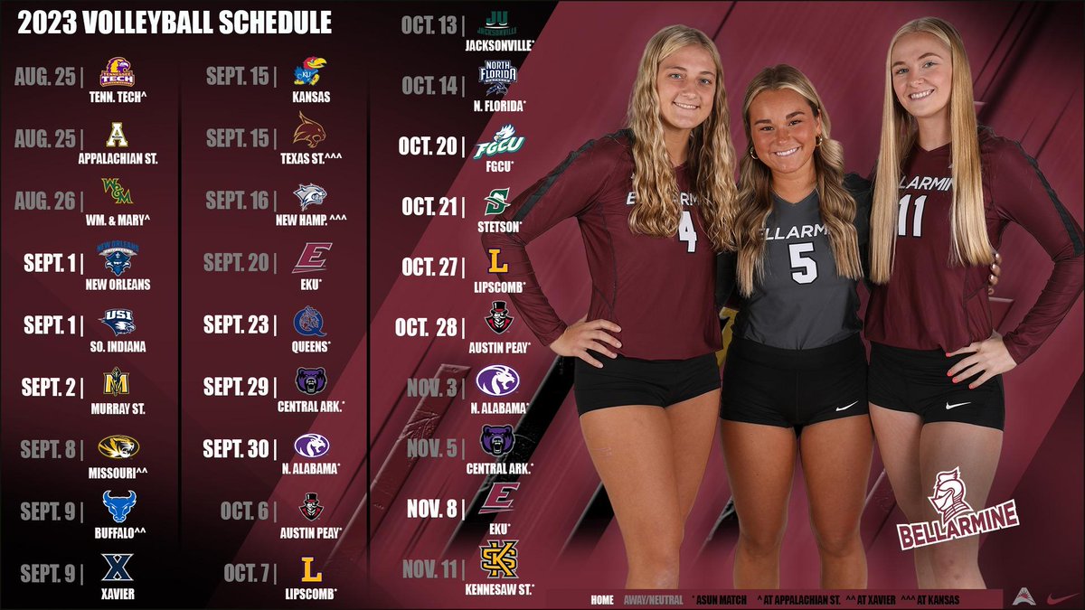 NEWS | <a href="/BUKnightsVBall/">Bellarmine Volleyball</a> unveils full 2023 schedule. 

📰 athletics.bellarmine.edu/news/2023/8/2/…

#SwordsUpBU