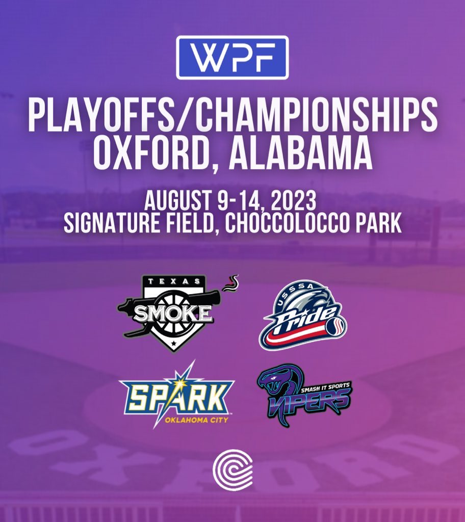 Women's Professional Fastpitch (@wprofastpitch) on Twitter photo πποΈ WPF's FIRST-EVER Championship, held in Oxford, Alabama at <a href="/ChoccoloccoPark/">Choccolocco Park</a>, begins on August 9th!πποΈ
Don't miss this historic event. Secure your front-row seats NOW‡οΈ
π«πgofan.co/app/school/AL8β¦ πποΈ WPF's FIRST-EVER Championship, held in Oxford, Alabama at <a href="/ChoccoloccoPark/">Choccolocco Park</a>, begins on August 9th!πποΈ
Don't miss this historic event. Secure your front-row seats NOW‡οΈ
π«πgofan.co/app/school/AL8β¦