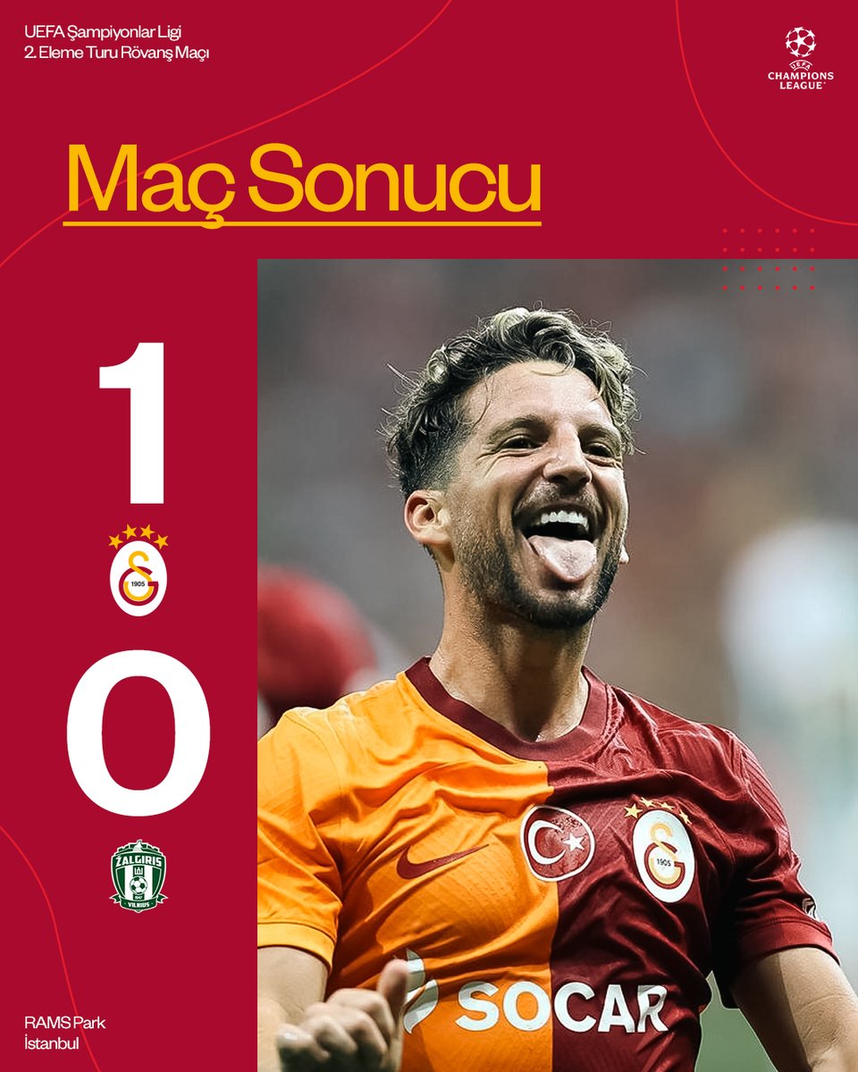 UEFA Şampiyonlar Ligi'nde 3. Eleme Turu'na yükseliyoruz! 💪

Galatasaray 1-0 FK Žalgiris Vilnius 👏

#GSvZLG #UCL