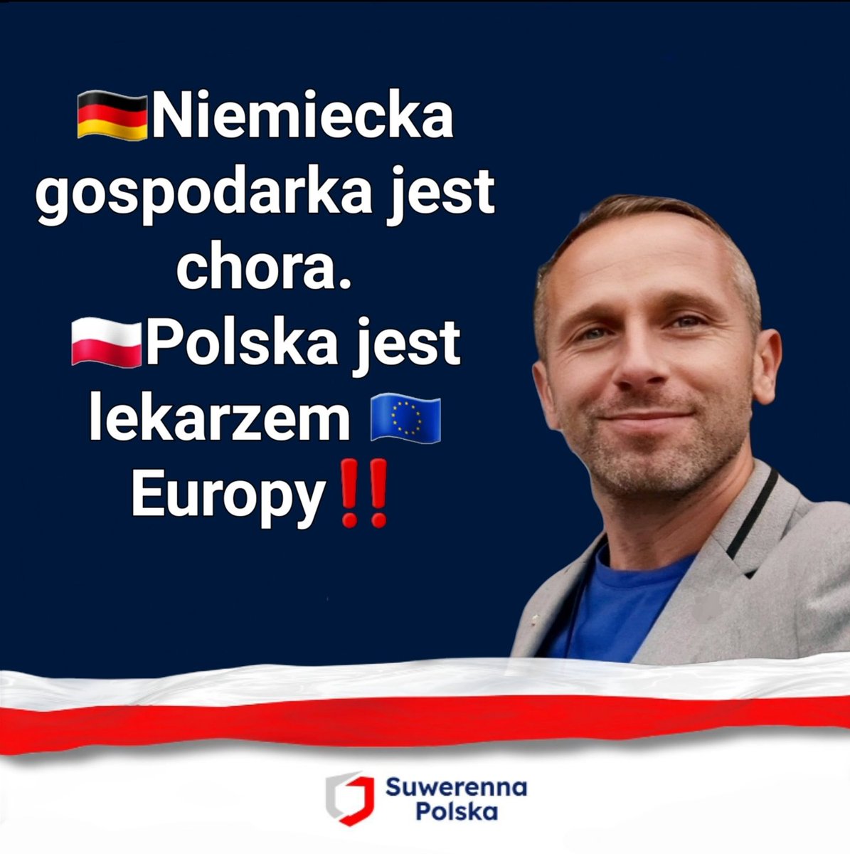 Że też oni wierzą w te brednie🤦‍♂️

PS: Owszem, niemiecka gospodarka jest w fazie spowolnienia, ale nie z takich kryzysów wychodziła, najczęściej wzmocniona.
Drugiej części tego sloganu w ogóle szkoda komentować!