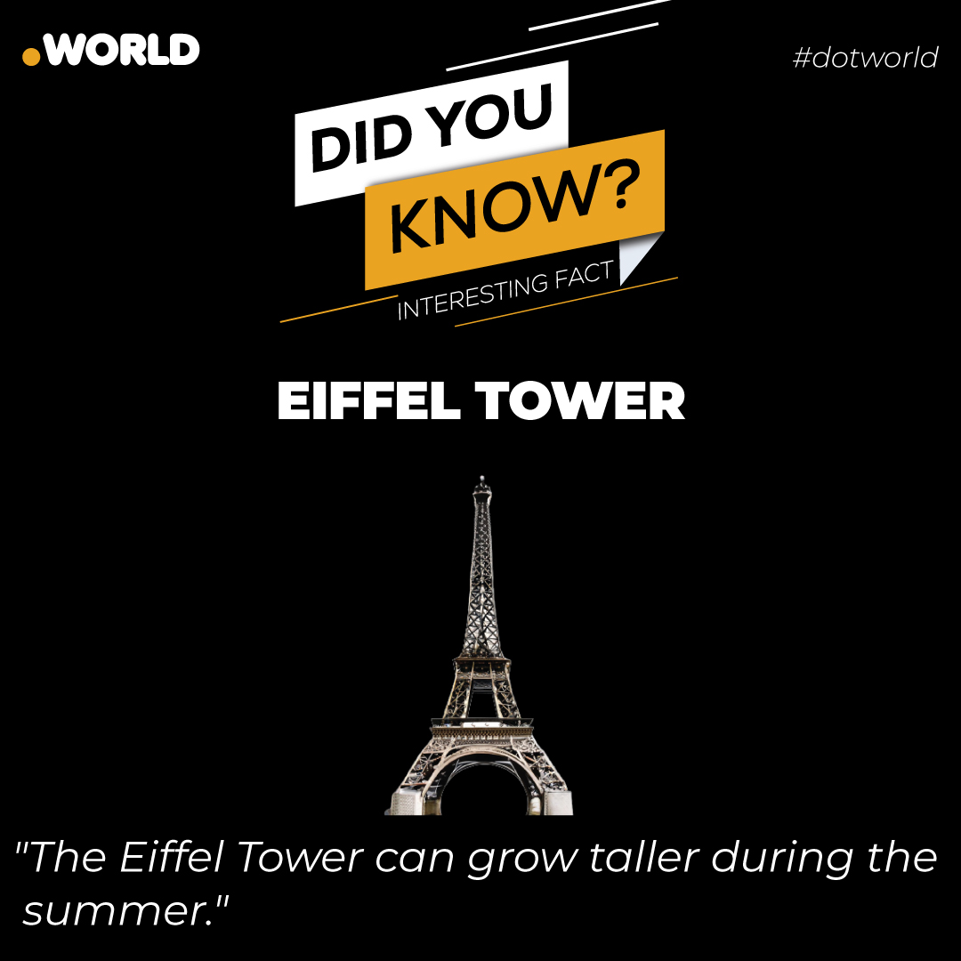 dotworldfacts's tweet photo. In the scorching Parisian summers, the Eiffel Tower stretches skyward, expanding up to 6 inches due to the iron's thermal expansion, a captivating seasonal transformation.
#dotworld #BoycottCostaCoffee #WhatsApp #gamergirl #jaipurexpressterrorattack #SuperMoon #Web3 https://t.co/neqOzNAyPw