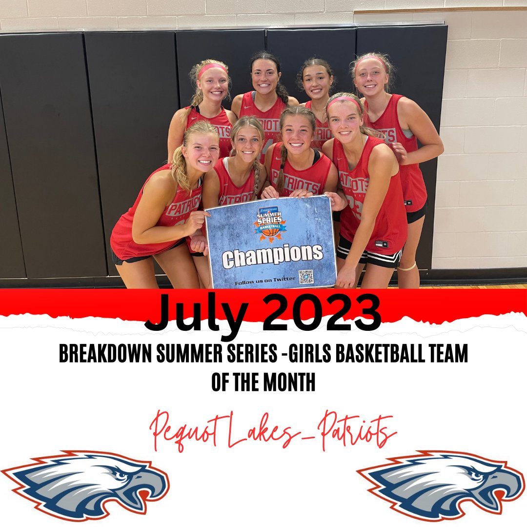 BreakdownUSA's tweet photo. Congrats to Head Coach Brian Lempola and the Pequot Lakes Patriots being our Breakdown July Girls Basketball Team of the Month.  The Patriots were impressive taking home several Championship Brackets.  A Class AA Power https://t.co/q0PtNM7lJ9