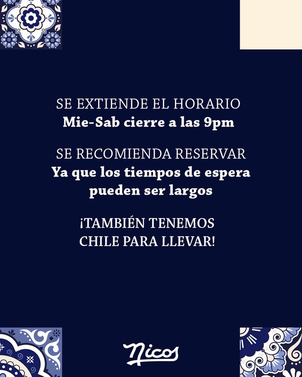 NicosMexico's tweet photo. Durante la temporada de chiles en nogada, recuerda que es mejor ir con reservación; puedes llegar pero los tiempos de espera pueden ser largos. También tenemos la opción de comprar en línea y recoger en el restaurante chile pa’llevar. 👉https://t.co/1240EG3Hbi https://t.co/2t1ORNkDGW