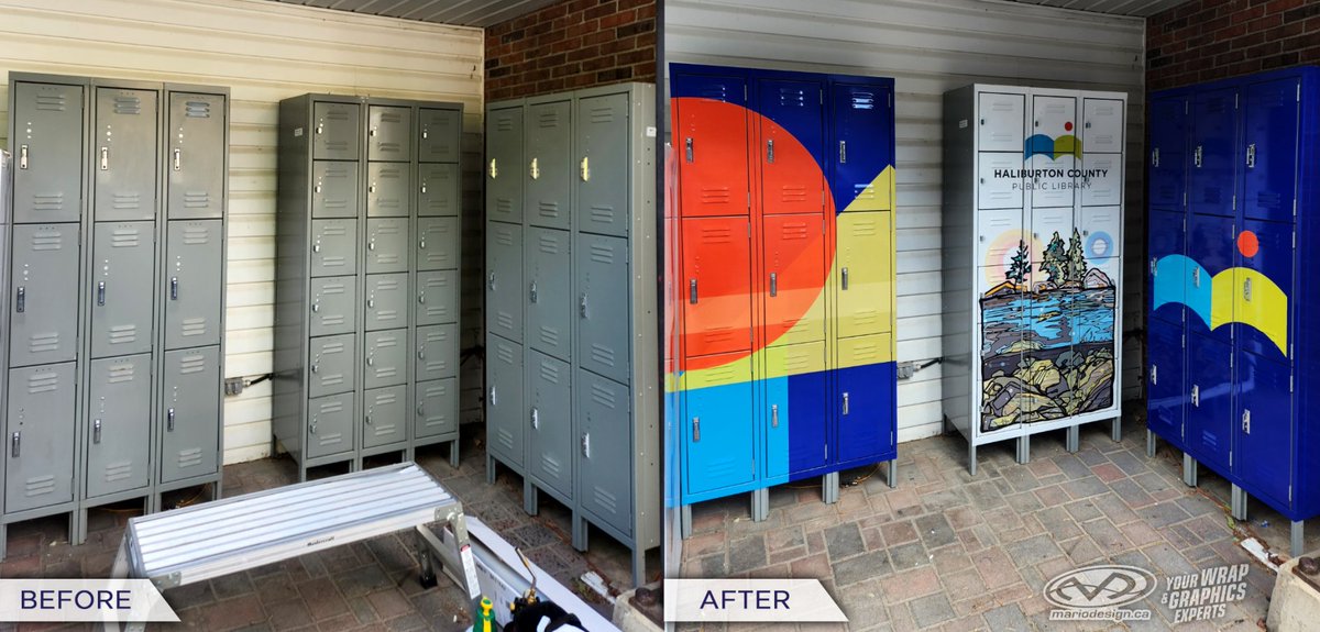 Congrats to the library staff who helped organize the vinyl wrap at our Dorset Depot Library Lockers.  

2 passersby stopped our courier on his trip today to say how great they look - and we agree!

The superb digital artwork on the middle locker is by Noelia Marziali.