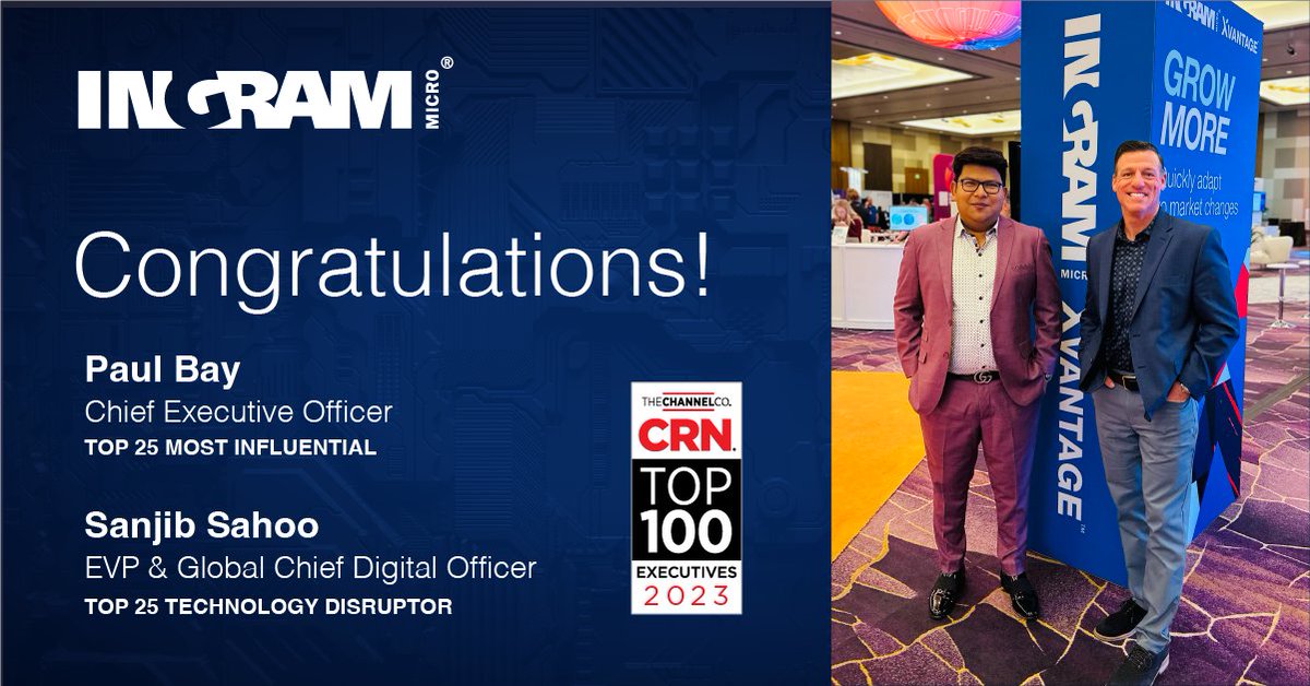 Huge congrats to two of the best in the business! 
<a href="/IMPaulBay/">Paul Bay</a> <a href="/SahooSanj/">Sanjib Sahoo</a> <a href="/IngramMicroInc/">Ingram Micro</a> #CRNTop100 #TransformativeLeaders #ITLeaders