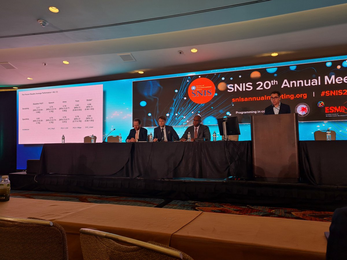 .<a href="/radoraychev/">Radoslav Raychev</a> presents preliminary findings confirming that FAST.AI smartphone-enabled #MachineLearning algorithms can reliably identify acute #Stroke features 'with accuracy comparable to the clinical impressions of #Neurologists'
#SNIS2023 #SNIS <a href="/SNISinfo/">SNIS Info</a> #AI