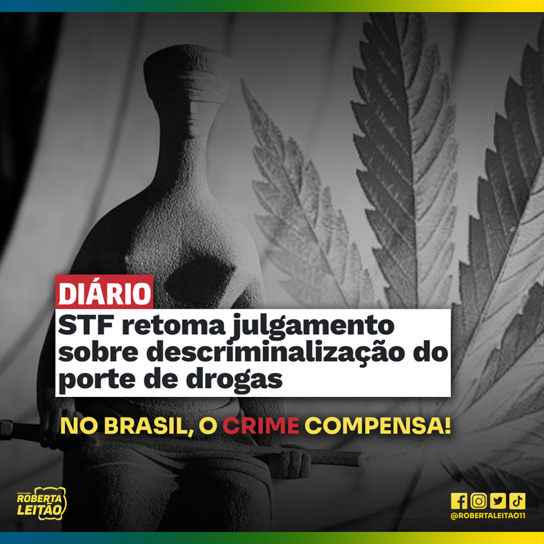 robertaleitao22's tweet photo. STF VAI ACABAR COM O BRASIL. 

O STF retomou o julgamento de descriminalização das drogas para uso pessoal. Em caso de liberação, será responsável por um dano irreparável e absurdo na sociedade brasileira. 

Descriminalizar o uso de drogas é estimular o crime organizado. https://t.co/YYky8OCcLJ