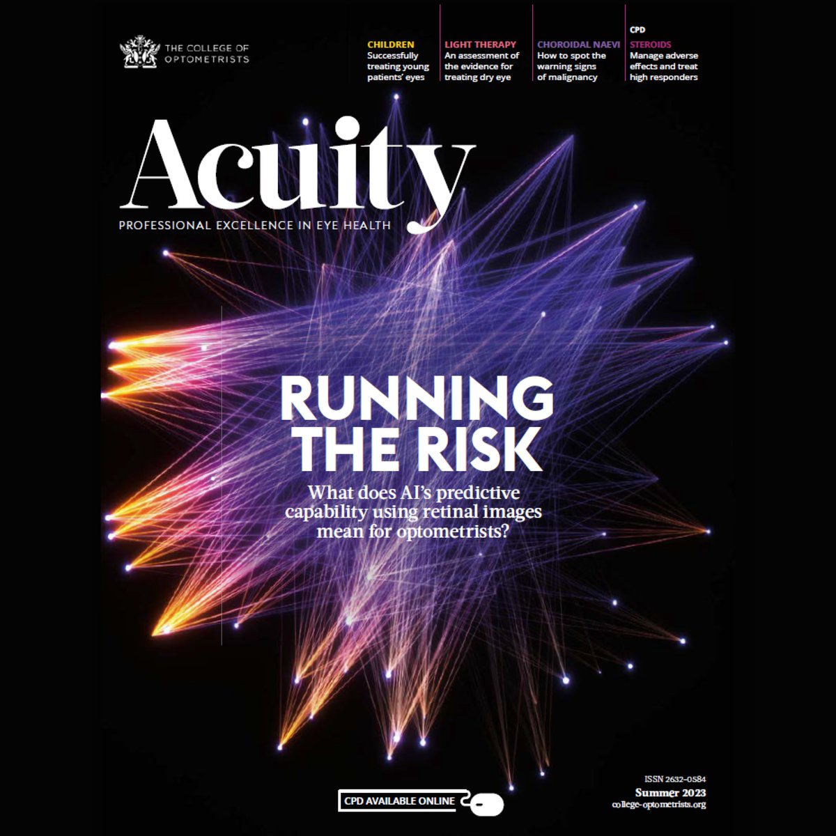 CollegeOptomUK's tweet image. The Summer issue of #AcuityJournal is now live!

🤖 Our cover feature explores ️how #AI can predict heart disease using retinal photography.

College members can find the digital edition here ➡️ bit.ly/3w8jcBZ