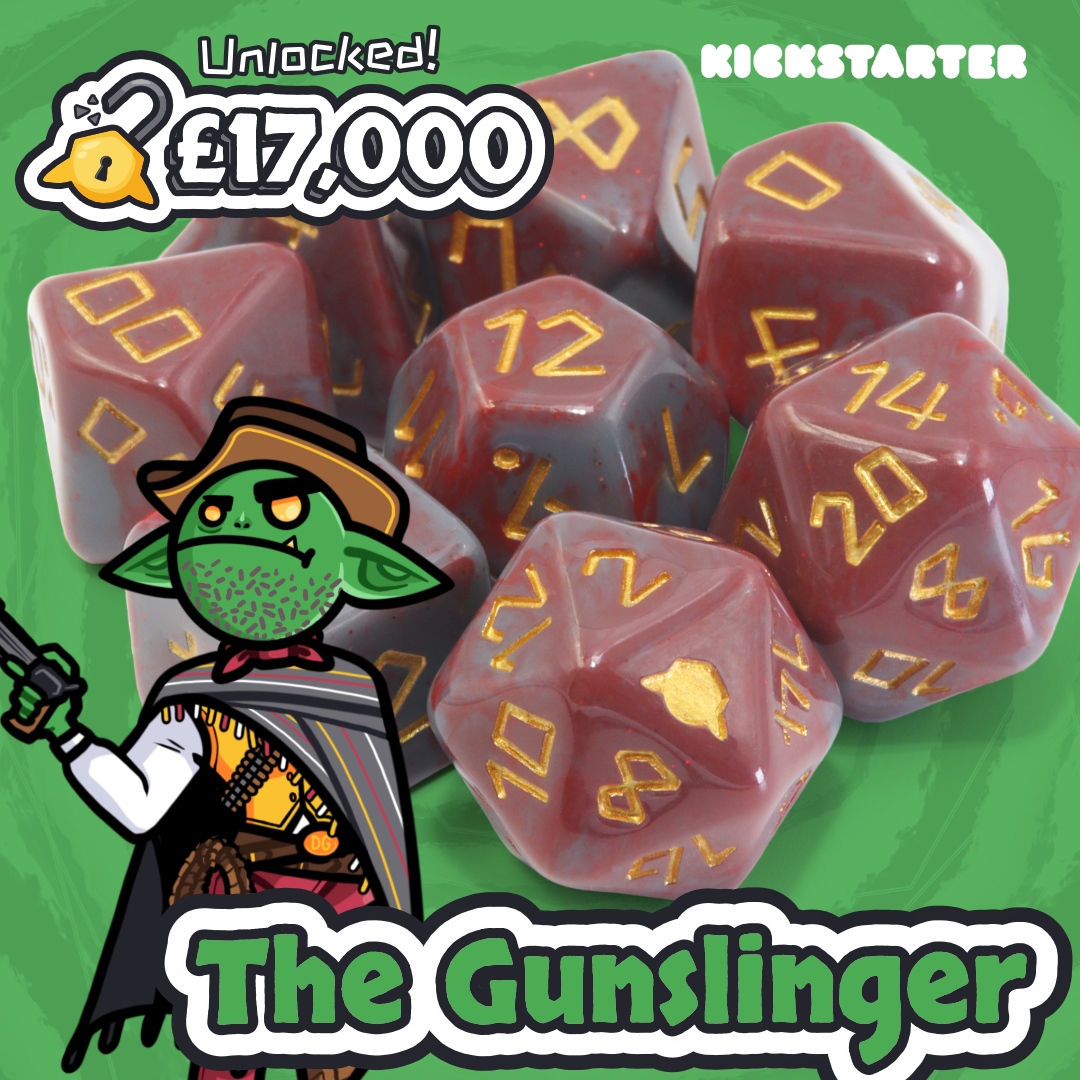DiceGoblinUK's tweet photo. The Gunslinger has joined the party 🤠 Two goblins unlocked this evening!
Up next is the Fiendish 👿 we are so close to unlocking every set!
Campaign 👉 https://t.co/dix1pnU0hi
#dicegobin #dice #dnddice #rpgdice #dnd #kickstarter #dndkickstarter #dicekickstarter #dnd5e https://t.co/U8sTxJtKQx