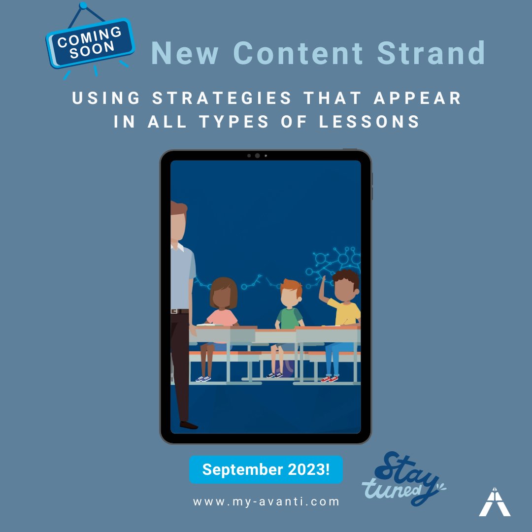 myavantik12's tweet photo. In early September, we'll release Using Strategies That Appear in All Types of Lessons. Highlighting critical content, previewing knowledge, and organizing students to interact add value anywhere in the learning cycle.

#backtoschool #classroomstrategies #teacherdevelopment https://t.co/vjZp4QQeHE