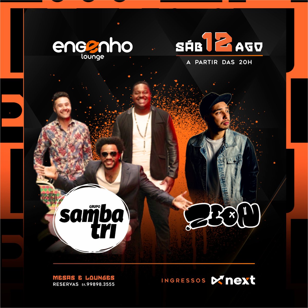 EngenhoClub's tweet photo. Você piscou e tem mais um Engenho Lounge com muita música, diversão e gente bonita vindo aí...

No dia 12 de agosto, vamos unir todos estilos com shows do Grupo Samba Tri e DJ Zion, agitando a pista e fazendo todo mundo dançar. Garanta já o seu ingresso clicando no link da Bio! https://t.co/adFE2svczR