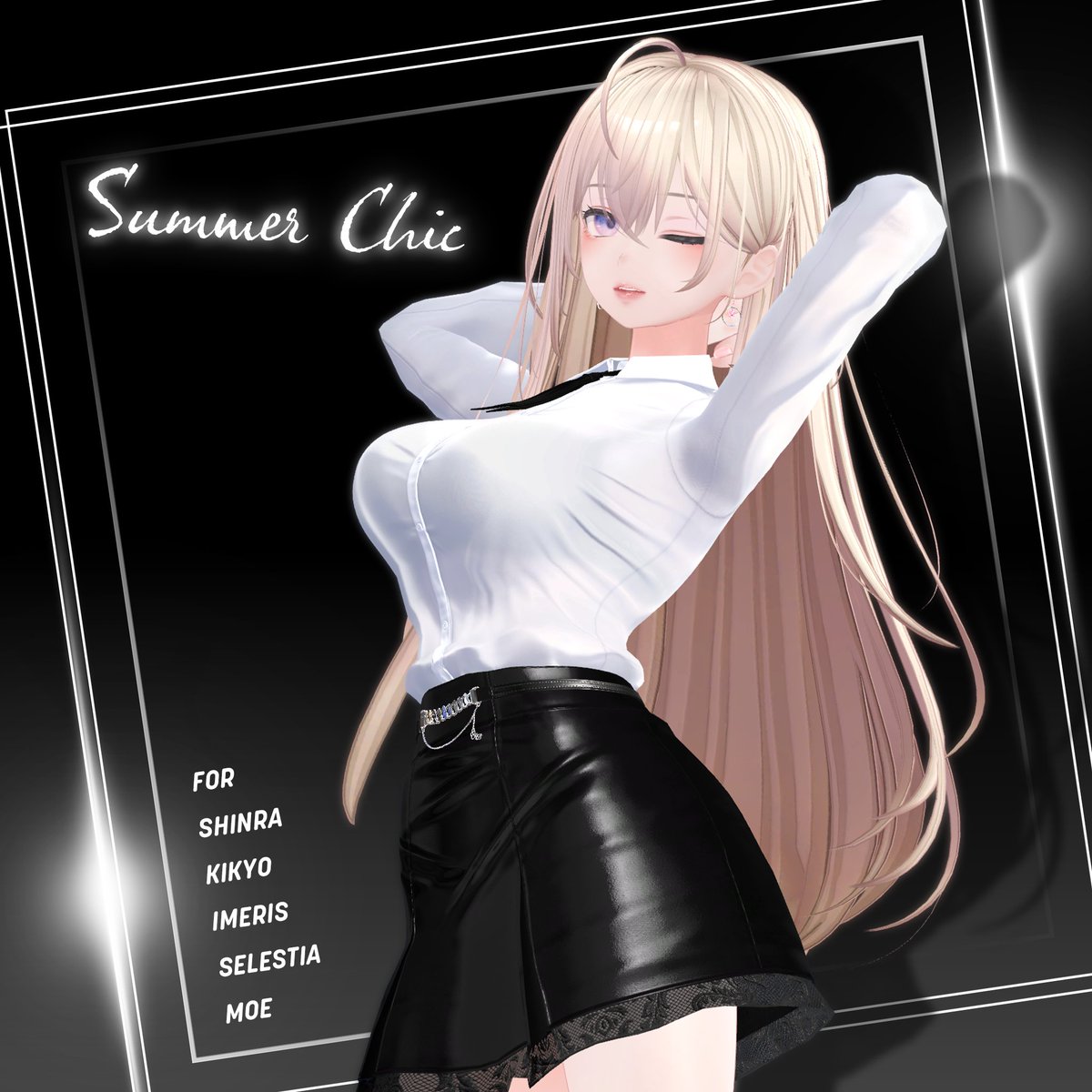 HB_shop4090's tweet photo. こんにちはHBです！🌸

今回の衣装はシンプルなシャツとスカートですが質感表現にとても力を入れてみました😤😤

今回も小さなEVENTをしようと思います!😘

 8/6までこのツイートをRT＆フォローしてくれた5名様に フルパッケージをプレゼントします！ たくさんRTしてください🥳🥳

『5アバター対応』【3D衣装モデル】Summer_chic | HB_shop https://t.co/AHfs2AJADw #booth_pm