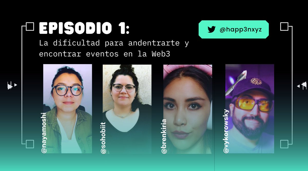 happ3nxyz's tweet photo. Si no has escuchado este nuestro primer episodio, es momento de hacerlo que se tiraron muchos alphas @Brenkiria @sohobiit @nayamoshi @Vykorowsky 

Se habló de: La dificultad para adentrarte y encontrar eventos en la Web3

🎙️ https://t.co/hU92vNL6al https://t.co/KDo6pV18vj