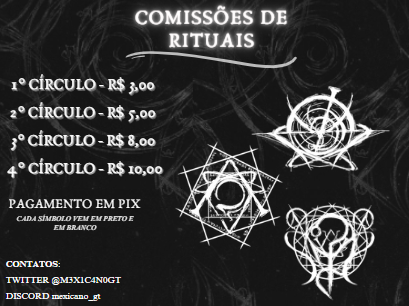 M3X1C4N0GT's tweet photo. Venho aqui hoje para mostrar a repaginada nas minhas #comission de rituais de #ordemparanormal, agora com extras!!

Qualquer um que quiser seu #homebrew ilustrado é só chamar na DM. https://t.co/tuLNsxFn7q
