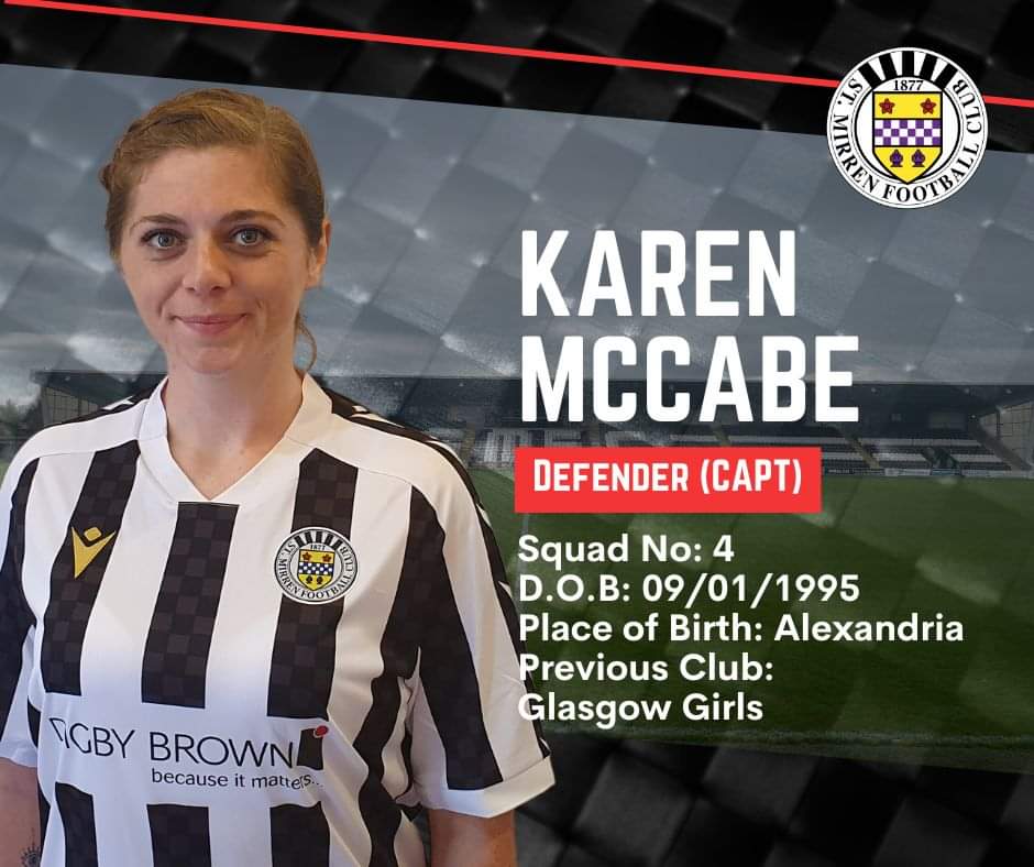 stmirrenwfc's tweet photo. St Mirren WFC is delighted to confirm that our captain Karen McCabe has signed with the club for yet another season. Karen joined St Mirren in August 2019 &amp; has been a superb captain for several seasons now. She has worked very hard to ensure the team reaches it's full potential. https://t.co/PS92hWbNgU