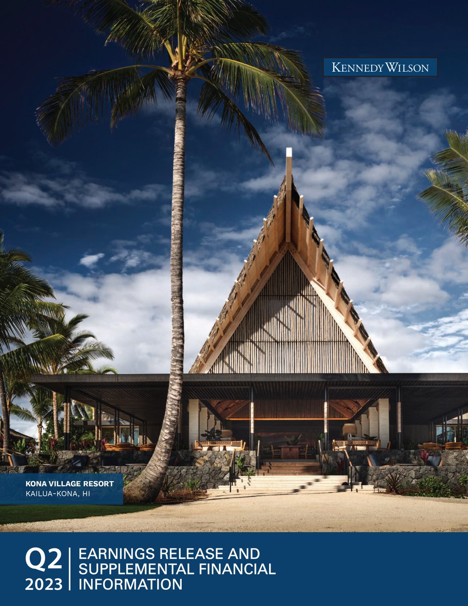 Kennedy Wilson today reported results for the second quarter 2023: lnkd.in/gFbGgwuc.

$KW #earnings