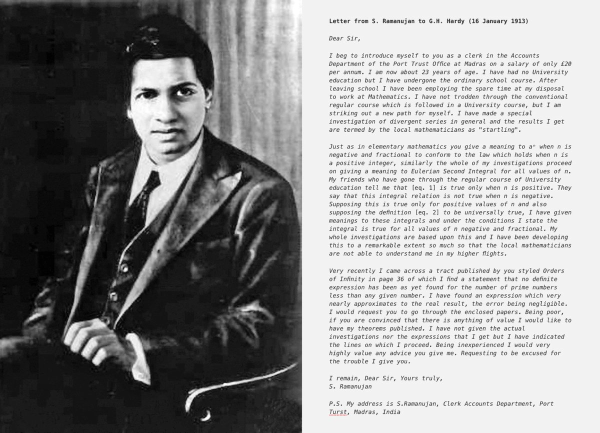 Here's Ramanujan using social media ca. 1913. Fortunately the recipient read the letter and replied.