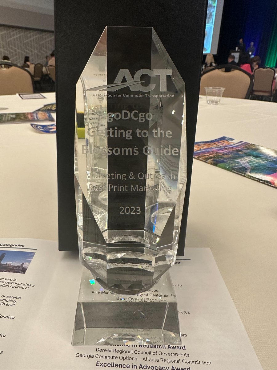 clarkconcepts's tweet photo. Well represented at this year's @ACTNational  Conference in Seattle! Jayna Stevenson presented as a panel member and @goDCgo was awarded Best Print Marketing for this year's Getting to the Blossoms Guide! Shout out to our partner @FoursquareITP for their leadership and trust! https://t.co/gjZEXuzo28