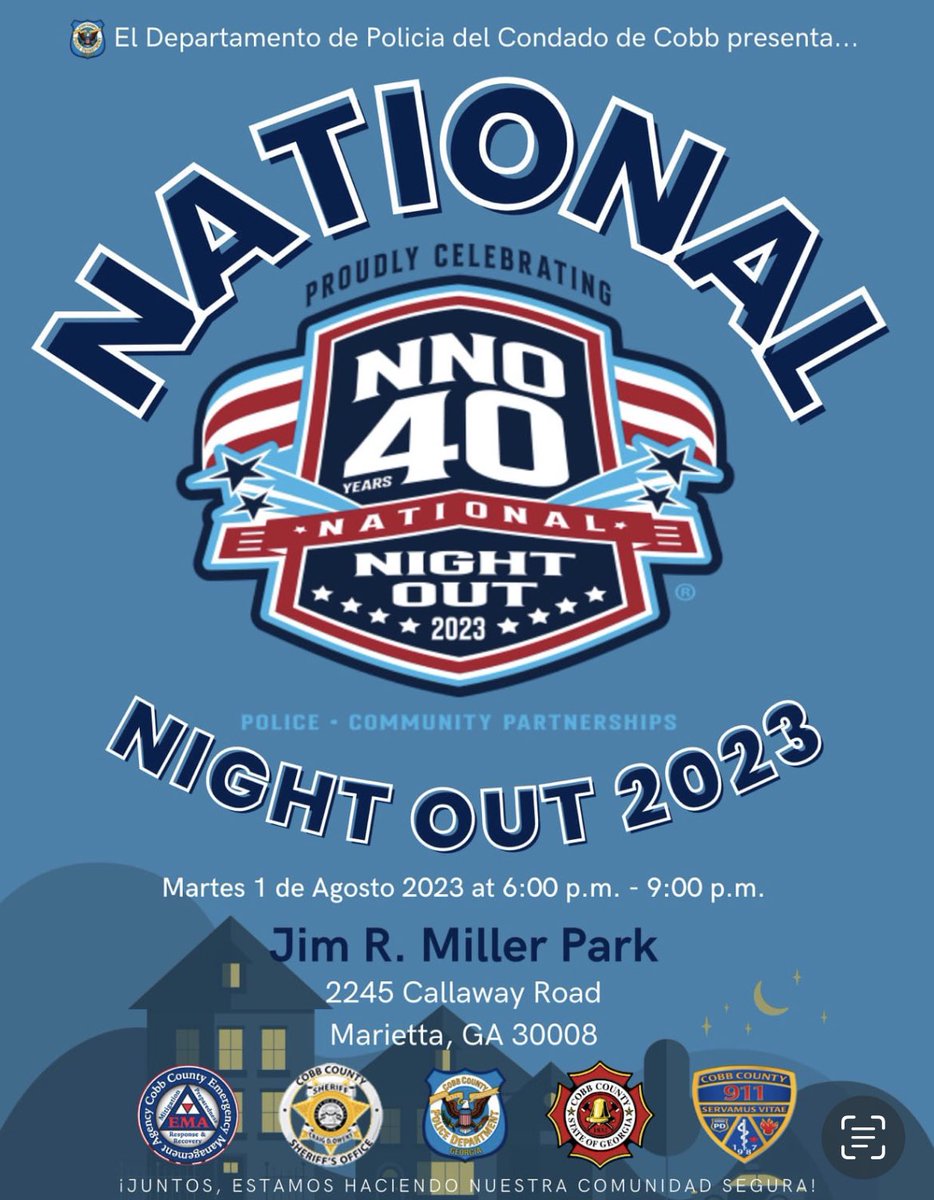 LACCGeorgia's tweet photo. LACC con entusiasmo asistió al evento National Night Out 2023. Este evento fue organizado por el Condado de Cobb y con la participación de los organismos de seguridad pública del condado con el objetivo de mejorar la relación entre las comunidades y las fuerzas de seguridad. https://t.co/tzGG9EPtXO