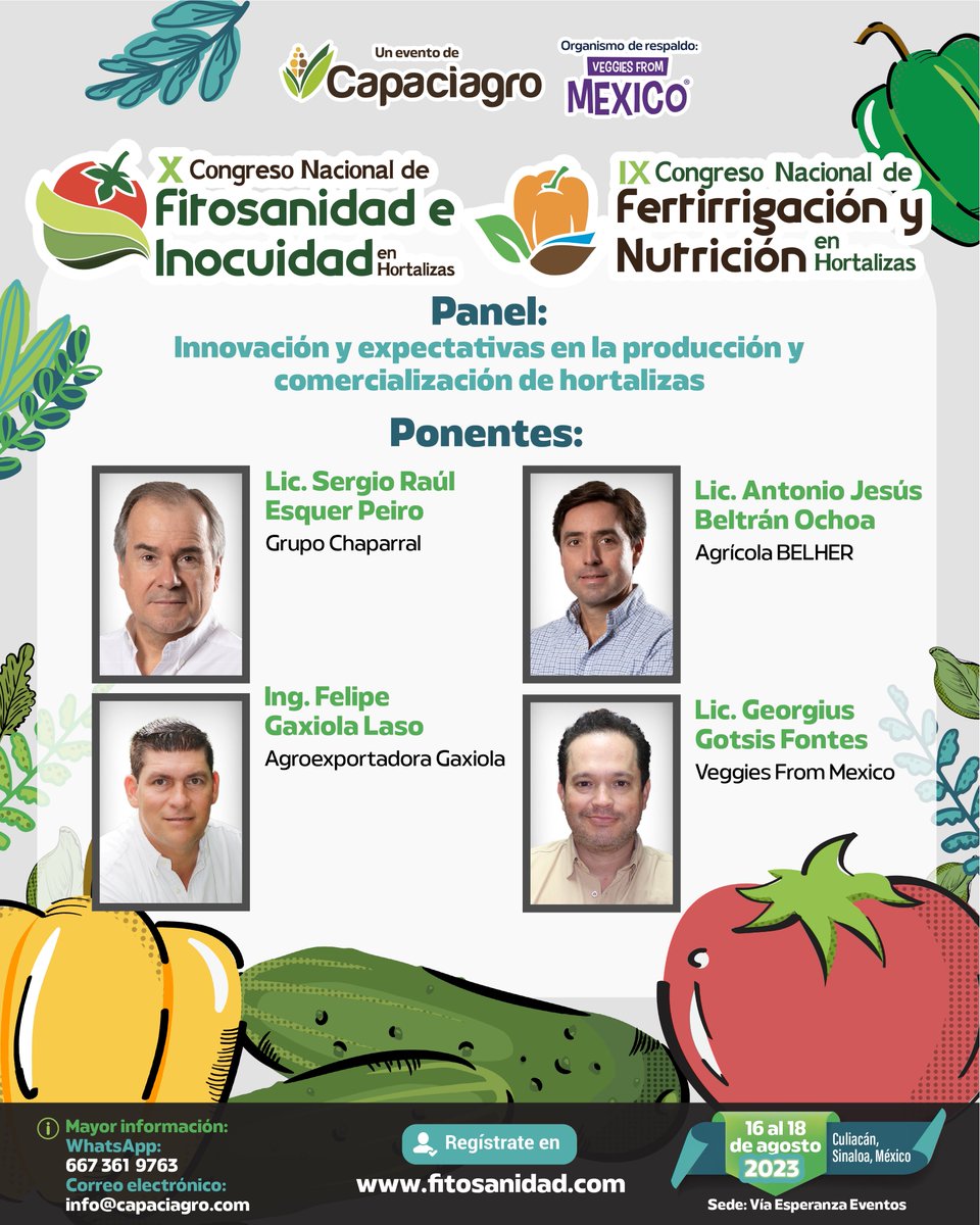 Este año retomaremos el Panel con expertos en la producción de hortalizas, esperamos contar con su participación, a continuación les dejamos quienes conforman este panel de hortinnovación. fitosanidad.com/ponentes