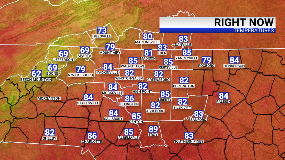 Winding down the day!  Here are your 5 pm temperatures from the FOX8 MAX Weather Center: