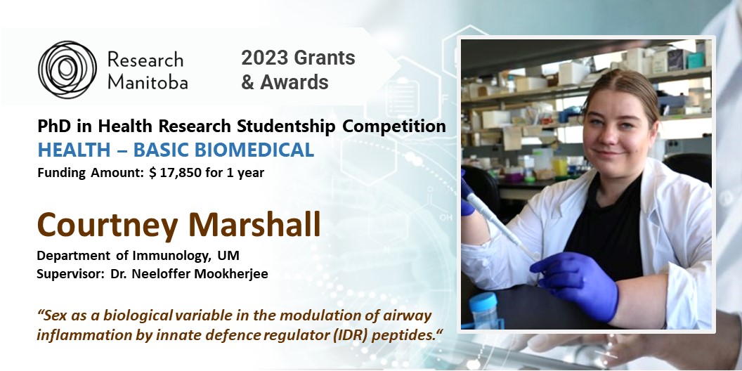 Dept of Immunology @ UofM (@um_immu) on Twitter photo Congratulations Courtney on receiving 2023 Research Manitoba PhD in Health Research Studentship Competition in HEALTH – BASIC BIOMEDICAL. Way to Go!
<a href="/um_research/">uManitoba Research</a> <a href="/UM_RadyFHS/">U of M Rady Faculty</a> <a href="/Research_MB/">Research Manitoba</a>
<a href="/UManitobaHSGSA/">HSGSA</a> #UMStudent <a href="/NMfromUManitoba/">Dr. Neeloffer Mookherjee</a> Congratulations Courtney on receiving 2023 Research Manitoba PhD in Health Research Studentship Competition in HEALTH – BASIC BIOMEDICAL. Way to Go!
<a href="/um_research/">uManitoba Research</a> <a href="/UM_RadyFHS/">U of M Rady Faculty</a> <a href="/Research_MB/">Research Manitoba</a>
<a href="/UManitobaHSGSA/">HSGSA</a> #UMStudent <a href="/NMfromUManitoba/">Dr. Neeloffer Mookherjee</a>