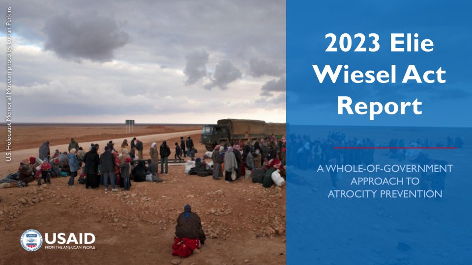 📣@USAID partners with @StateDept under the leadership of @WhiteHouse in a government-wide approach to prevent and respond to atrocities. #AtrocityPrevention

Read the just released 2023 Elie Wiesel Act Report: #ElieWieselAct state.gov/2023-report-to…