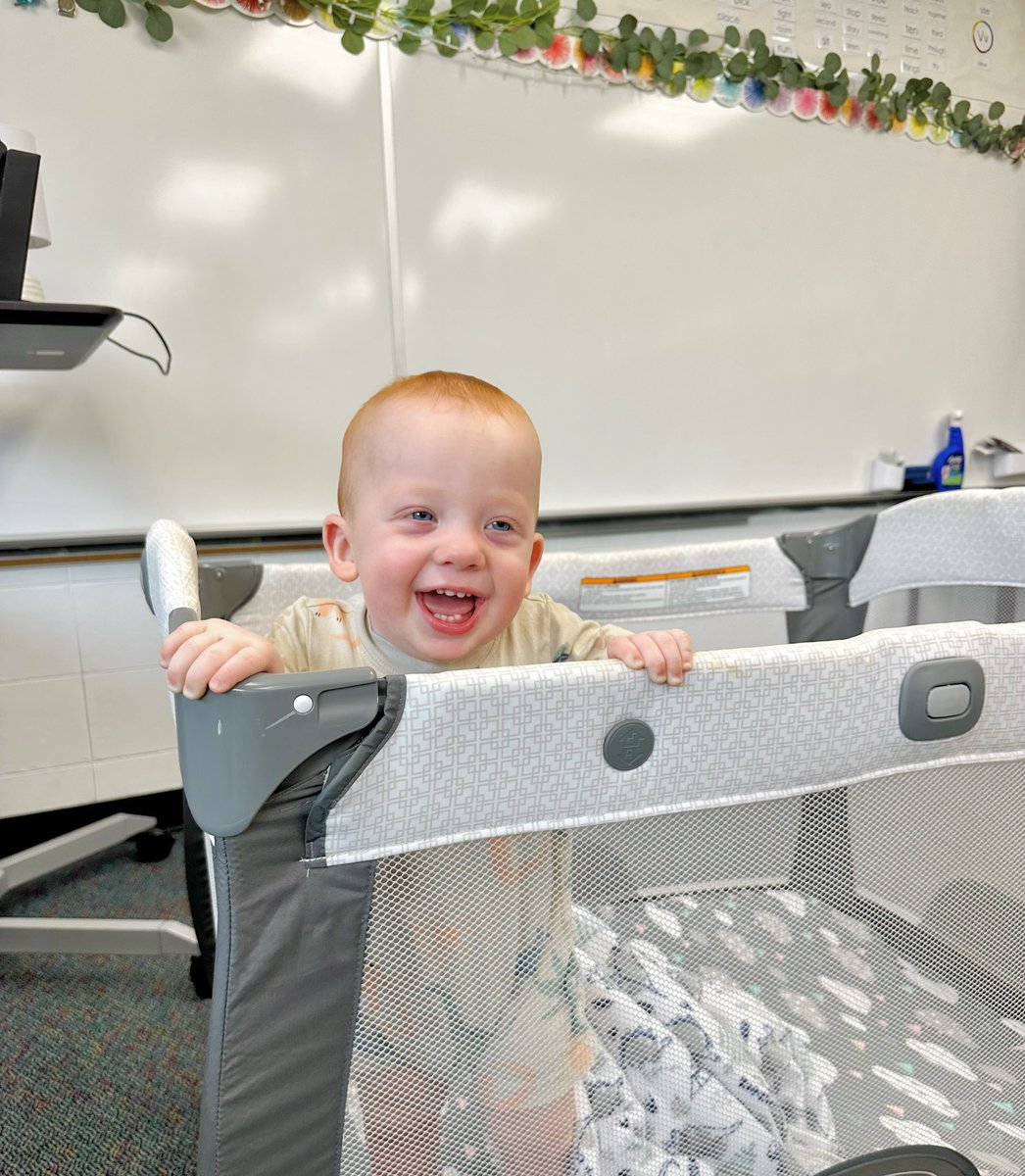Classroom set-up looking a tad different these days… 🥰🥰 August means this little guy is turning ONE &amp; the 23-24 school year begins! 🎉🎉 

Did Cooper and I mostly chit chat and wander around <a href="/AHSD25Patton/">Patton Elementary</a>? 🫠 Yes, yes we did. BUT tomorrow we get to work! 😉 #d25itspersonal