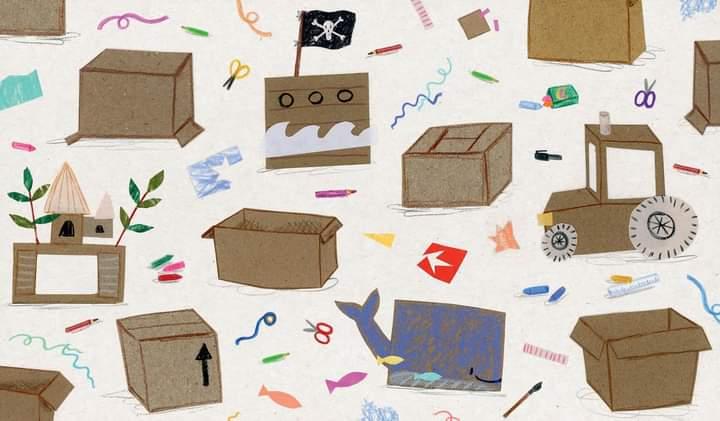 One of the amazing endpapers by Emily Hamilton from our brand new picture book THE BOX FULL OF WONDERS, which publishes tomorrow! 

📦 What would you make with an empty cardboard box? I'd make a mammoth and go stomping!

Available wherever you buy your books!