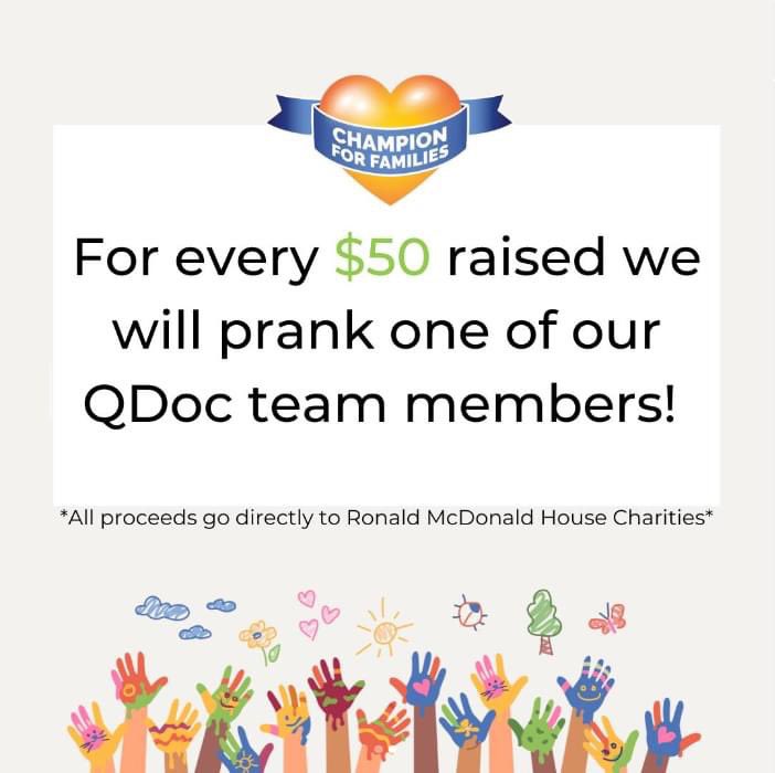 It’s not too late to become a Champion for Families! Register at championforfamilies.ca 💙🏆

Big thanks to QDoc for taking the challenge to help families with sick kids. To date the QDoc Inc. team have raised $1,455 of their $1,984 goal!
#ChampionForFamilies